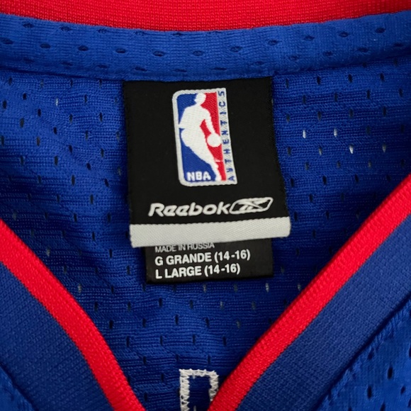 Reebok Detroit Pistons Blue and Red Basketball Ben Wallace Jersey #3 - Picture 2 of 4